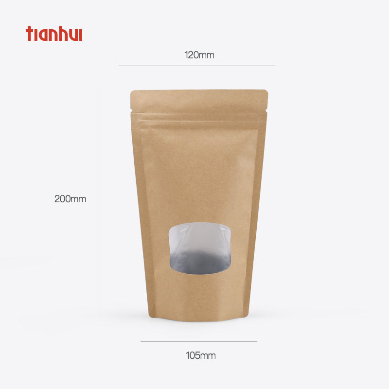 Kraft Paper Bag Stand Up Pouch with Window (One Case)
