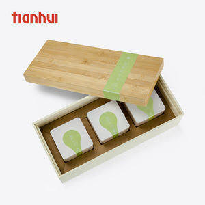 Bamboo Lid Cardrboard Box with 3 Tin Cans (10 Pieces)