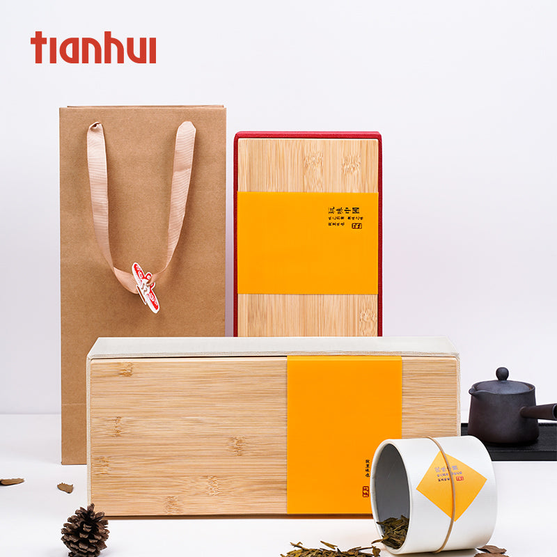 Bamboo Lid Cardboard Box with 3 Paper Canisters (10 Pieces)