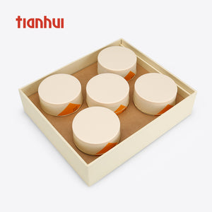 Bamboo Lid Cardboard Box with 5 Paper Canisters(8 Pieces)